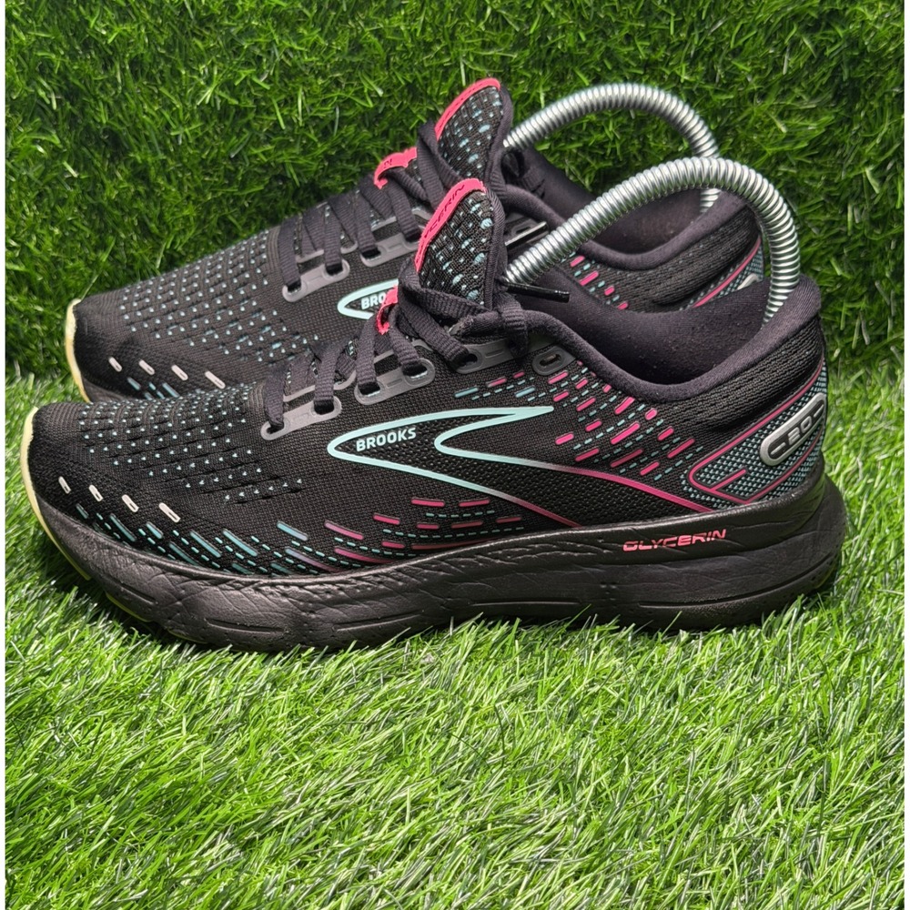 Brooks Glycerin 20 Womens Size 8 Running Shoes Black Pink Blue 1203691B005